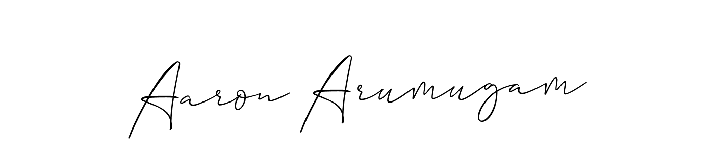How to make Aaron Arumugam name signature. Use Allison_Script style for creating short signs online. This is the latest handwritten sign. Aaron Arumugam signature style 2 images and pictures png