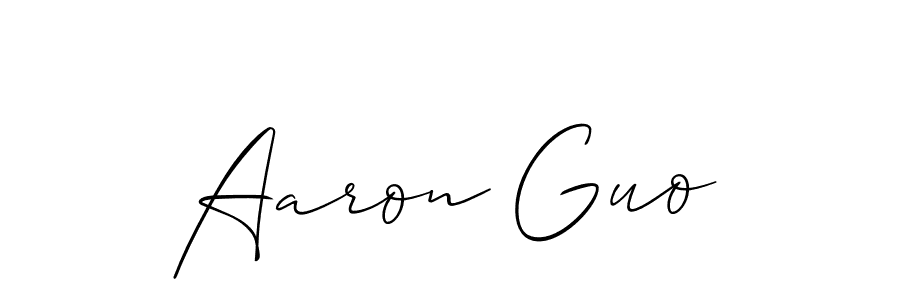 How to make Aaron Guo name signature. Use Allison_Script style for creating short signs online. This is the latest handwritten sign. Aaron Guo signature style 2 images and pictures png