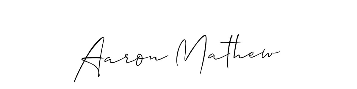 Aaron Mathew stylish signature style. Best Handwritten Sign (Allison_Script) for my name. Handwritten Signature Collection Ideas for my name Aaron Mathew. Aaron Mathew signature style 2 images and pictures png