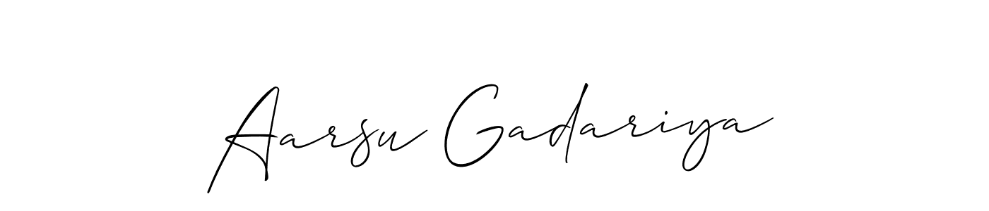 Also we have Aarsu Gadariya name is the best signature style. Create professional handwritten signature collection using Allison_Script autograph style. Aarsu Gadariya signature style 2 images and pictures png