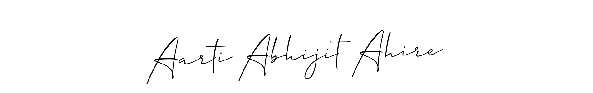 Make a short Aarti Abhijit Ahire signature style. Manage your documents anywhere anytime using Allison_Script. Create and add eSignatures, submit forms, share and send files easily. Aarti Abhijit Ahire signature style 2 images and pictures png