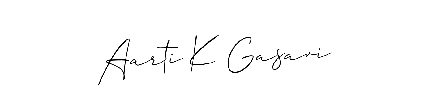 Create a beautiful signature design for name Aarti K Gasavi. With this signature (Allison_Script) fonts, you can make a handwritten signature for free. Aarti K Gasavi signature style 2 images and pictures png