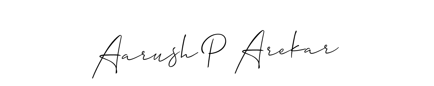 Make a short Aarush P Arekar signature style. Manage your documents anywhere anytime using Allison_Script. Create and add eSignatures, submit forms, share and send files easily. Aarush P Arekar signature style 2 images and pictures png