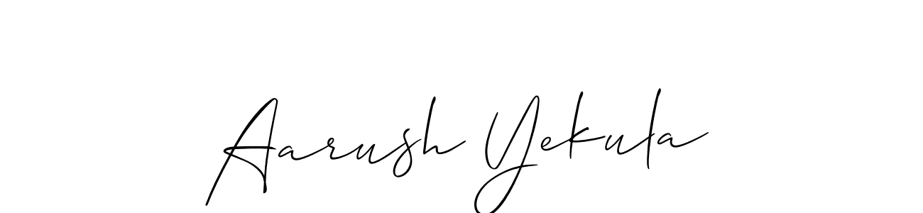 You should practise on your own different ways (Allison_Script) to write your name (Aarush Yekula) in signature. don't let someone else do it for you. Aarush Yekula signature style 2 images and pictures png