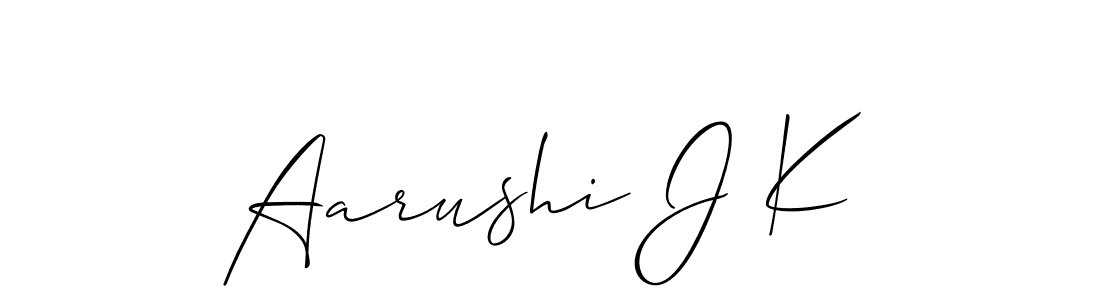 Use a signature maker to create a handwritten signature online. With this signature software, you can design (Allison_Script) your own signature for name Aarushi J K. Aarushi J K signature style 2 images and pictures png