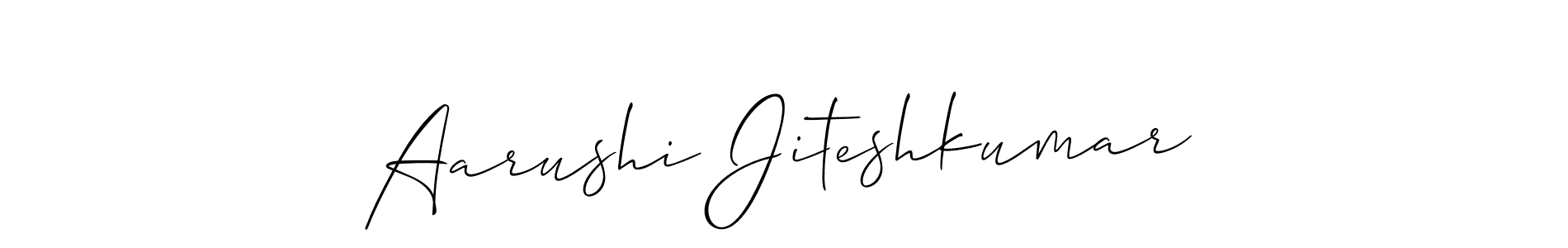 Design your own signature with our free online signature maker. With this signature software, you can create a handwritten (Allison_Script) signature for name Aarushi Jiteshkumar. Aarushi Jiteshkumar signature style 2 images and pictures png