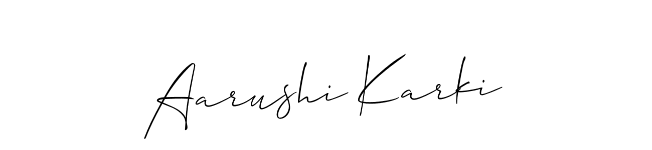 This is the best signature style for the Aarushi Karki name. Also you like these signature font (Allison_Script). Mix name signature. Aarushi Karki signature style 2 images and pictures png