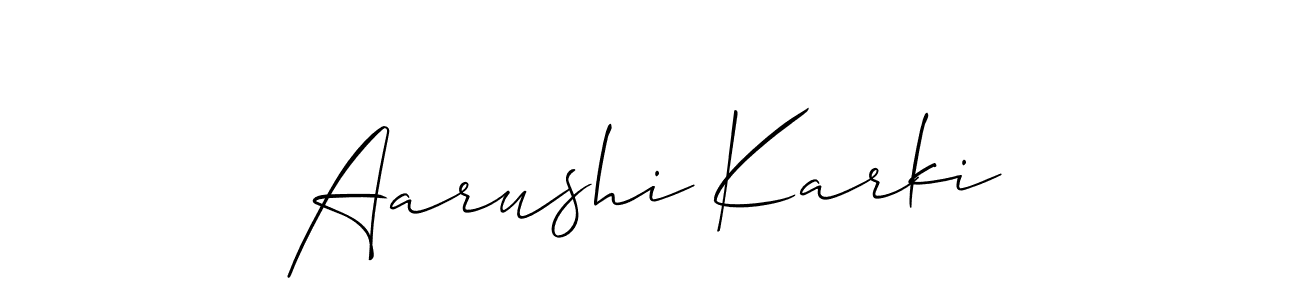 Also You can easily find your signature by using the search form. We will create Aarushi Karki name handwritten signature images for you free of cost using Allison_Script sign style. Aarushi Karki signature style 2 images and pictures png