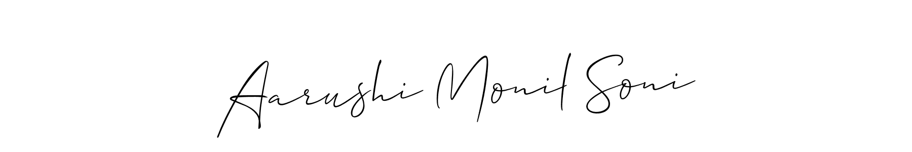 Also You can easily find your signature by using the search form. We will create Aarushi Monil Soni name handwritten signature images for you free of cost using Allison_Script sign style. Aarushi Monil Soni signature style 2 images and pictures png