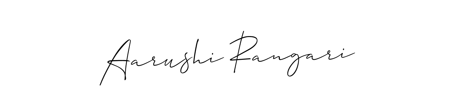 This is the best signature style for the Aarushi Rangari name. Also you like these signature font (Allison_Script). Mix name signature. Aarushi Rangari signature style 2 images and pictures png