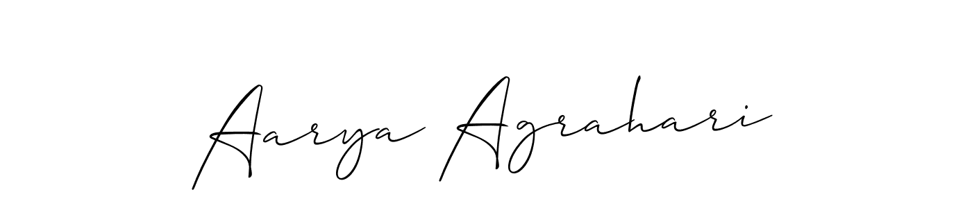 Create a beautiful signature design for name Aarya Agrahari. With this signature (Allison_Script) fonts, you can make a handwritten signature for free. Aarya Agrahari signature style 2 images and pictures png