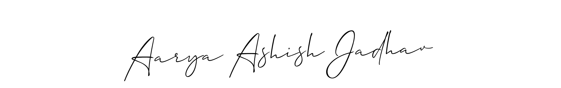 if you are searching for the best signature style for your name Aarya Ashish Jadhav. so please give up your signature search. here we have designed multiple signature styles  using Allison_Script. Aarya Ashish Jadhav signature style 2 images and pictures png