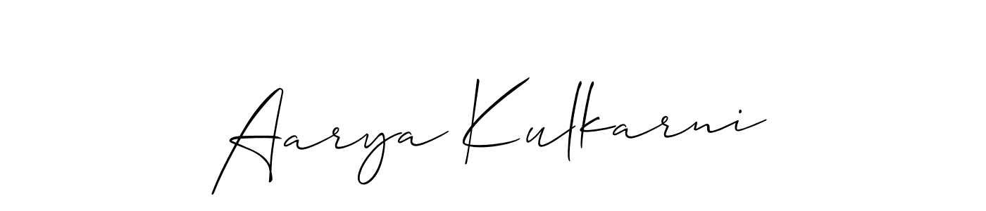 You should practise on your own different ways (Allison_Script) to write your name (Aarya Kulkarni) in signature. don't let someone else do it for you. Aarya Kulkarni signature style 2 images and pictures png