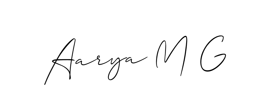 How to make Aarya M G signature? Allison_Script is a professional autograph style. Create handwritten signature for Aarya M G name. Aarya M G signature style 2 images and pictures png