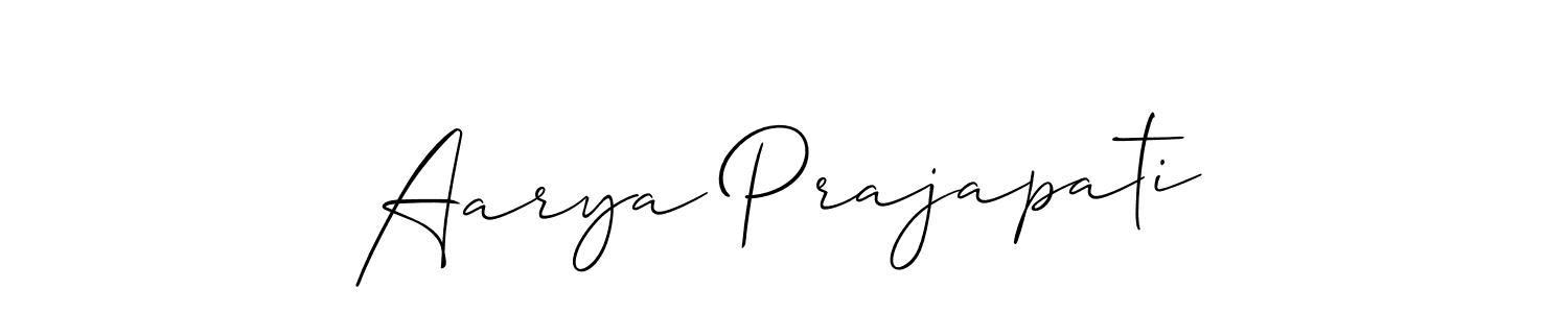 Design your own signature with our free online signature maker. With this signature software, you can create a handwritten (Allison_Script) signature for name Aarya Prajapati. Aarya Prajapati signature style 2 images and pictures png