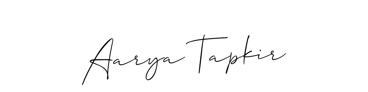 Make a short Aarya Tapkir signature style. Manage your documents anywhere anytime using Allison_Script. Create and add eSignatures, submit forms, share and send files easily. Aarya Tapkir signature style 2 images and pictures png