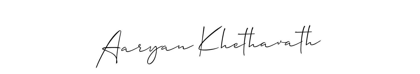 Also we have Aaryan Khethavath name is the best signature style. Create professional handwritten signature collection using Allison_Script autograph style. Aaryan Khethavath signature style 2 images and pictures png