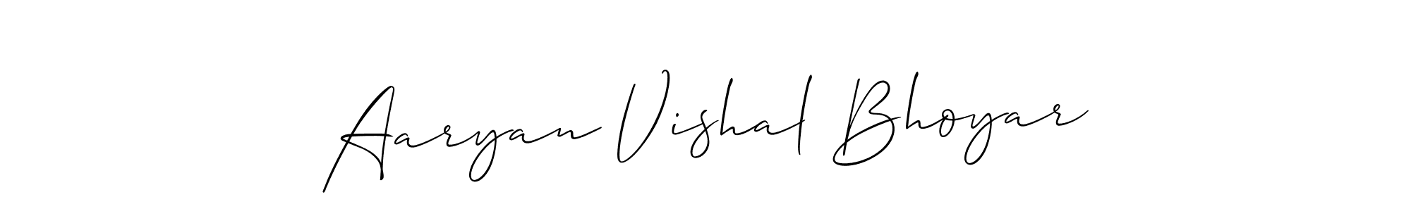 You should practise on your own different ways (Allison_Script) to write your name (Aaryan Vishal Bhoyar) in signature. don't let someone else do it for you. Aaryan Vishal Bhoyar signature style 2 images and pictures png