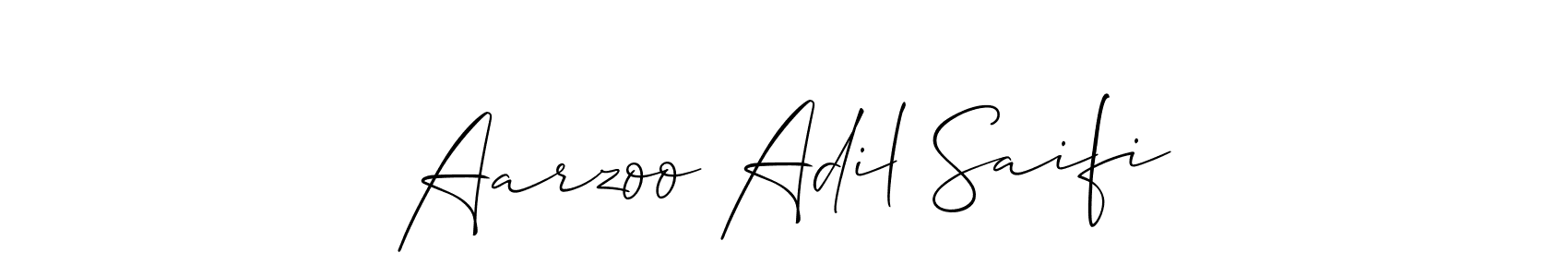 You should practise on your own different ways (Allison_Script) to write your name (Aarzoo Adil Saifi) in signature. don't let someone else do it for you. Aarzoo Adil Saifi signature style 2 images and pictures png