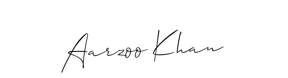 Allison_Script is a professional signature style that is perfect for those who want to add a touch of class to their signature. It is also a great choice for those who want to make their signature more unique. Get Aarzoo Khan name to fancy signature for free. Aarzoo Khan signature style 2 images and pictures png