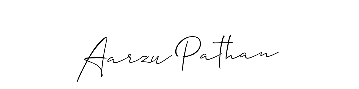 How to make Aarzu Pathan name signature. Use Allison_Script style for creating short signs online. This is the latest handwritten sign. Aarzu Pathan signature style 2 images and pictures png