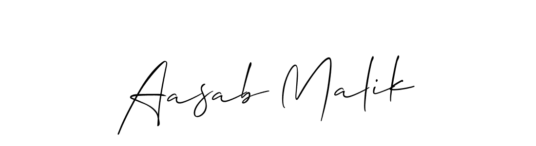 Make a beautiful signature design for name Aasab Malik. With this signature (Allison_Script) style, you can create a handwritten signature for free. Aasab Malik signature style 2 images and pictures png