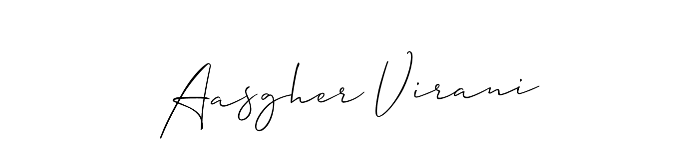 Make a short Aasgher Virani signature style. Manage your documents anywhere anytime using Allison_Script. Create and add eSignatures, submit forms, share and send files easily. Aasgher Virani signature style 2 images and pictures png