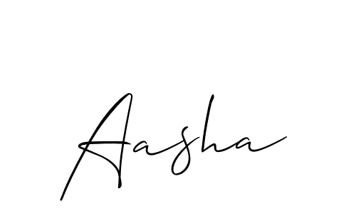 Use a signature maker to create a handwritten signature online. With this signature software, you can design (Allison_Script) your own signature for name Aasha. Aasha signature style 2 images and pictures png