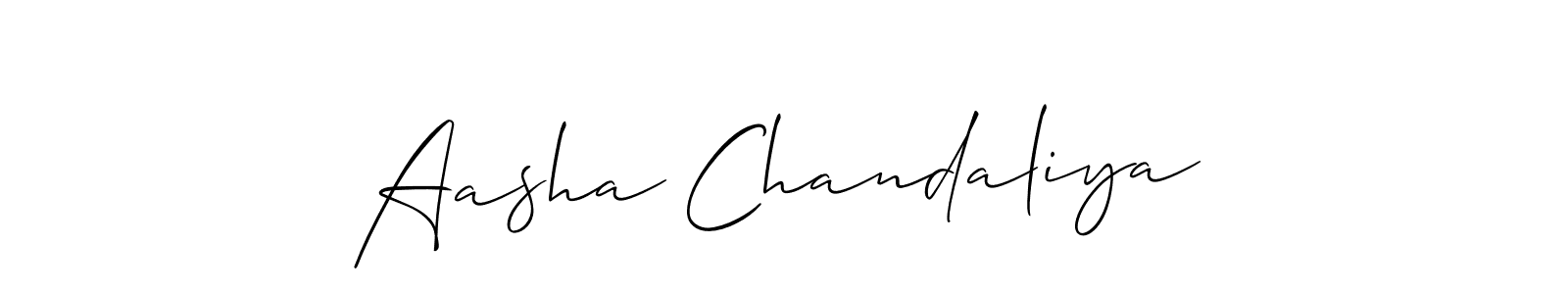 How to make Aasha Chandaliya name signature. Use Allison_Script style for creating short signs online. This is the latest handwritten sign. Aasha Chandaliya signature style 2 images and pictures png