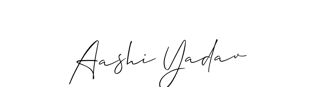 Design your own signature with our free online signature maker. With this signature software, you can create a handwritten (Allison_Script) signature for name Aashi Yadav. Aashi Yadav signature style 2 images and pictures png