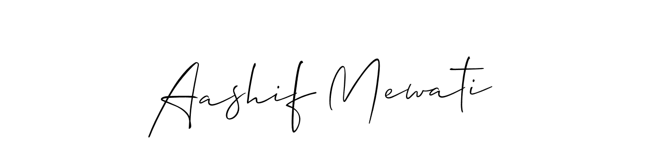 Also You can easily find your signature by using the search form. We will create Aashif Mewati name handwritten signature images for you free of cost using Allison_Script sign style. Aashif Mewati signature style 2 images and pictures png