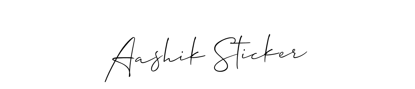 Allison_Script is a professional signature style that is perfect for those who want to add a touch of class to their signature. It is also a great choice for those who want to make their signature more unique. Get Aashik Sticker name to fancy signature for free. Aashik Sticker signature style 2 images and pictures png