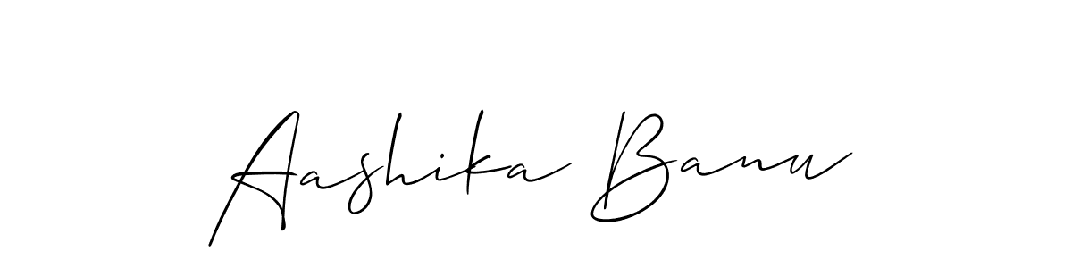 How to make Aashika Banu name signature. Use Allison_Script style for creating short signs online. This is the latest handwritten sign. Aashika Banu signature style 2 images and pictures png