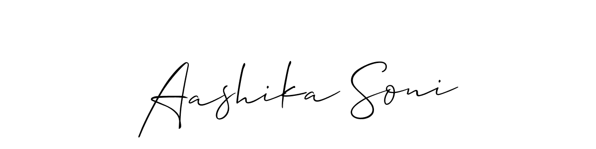 Also we have Aashika Soni name is the best signature style. Create professional handwritten signature collection using Allison_Script autograph style. Aashika Soni signature style 2 images and pictures png