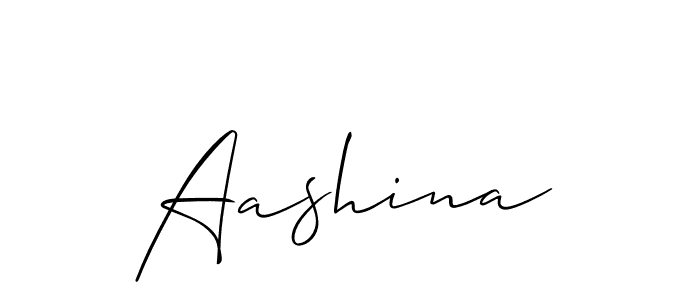 Design your own signature with our free online signature maker. With this signature software, you can create a handwritten (Allison_Script) signature for name Aashina. Aashina signature style 2 images and pictures png