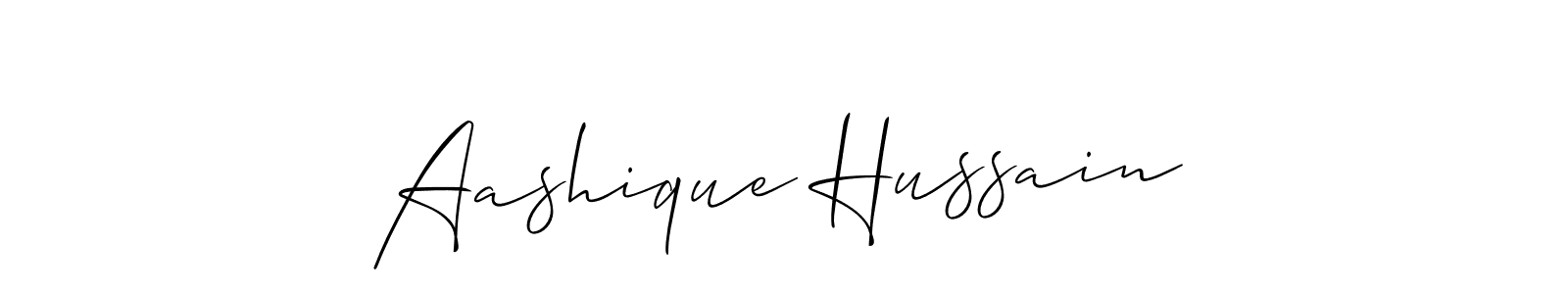 How to make Aashique Hussain name signature. Use Allison_Script style for creating short signs online. This is the latest handwritten sign. Aashique Hussain signature style 2 images and pictures png