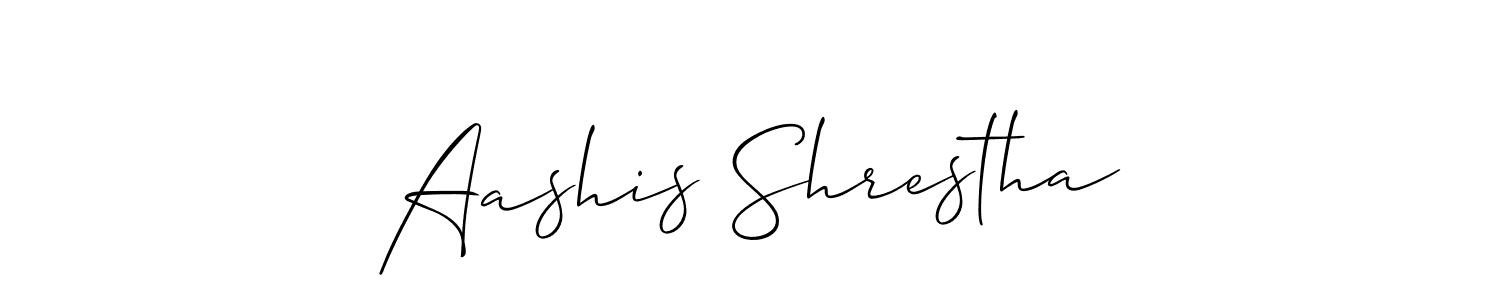 Also we have Aashis Shrestha name is the best signature style. Create professional handwritten signature collection using Allison_Script autograph style. Aashis Shrestha signature style 2 images and pictures png