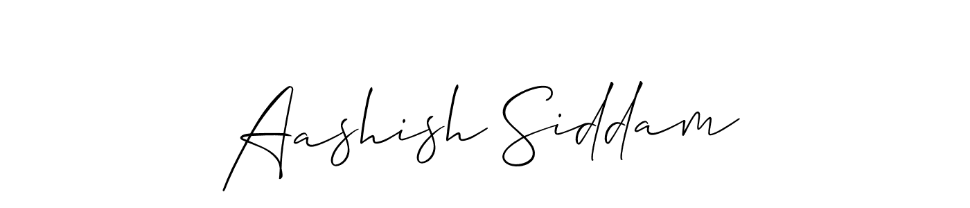 Allison_Script is a professional signature style that is perfect for those who want to add a touch of class to their signature. It is also a great choice for those who want to make their signature more unique. Get Aashish Siddam name to fancy signature for free. Aashish Siddam signature style 2 images and pictures png