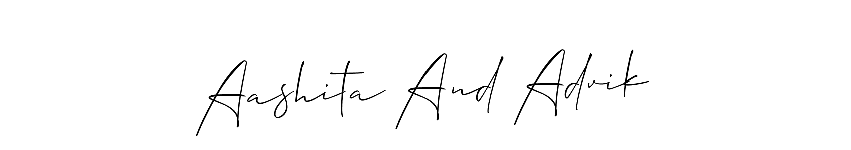 You should practise on your own different ways (Allison_Script) to write your name (Aashita And Advik) in signature. don't let someone else do it for you. Aashita And Advik signature style 2 images and pictures png