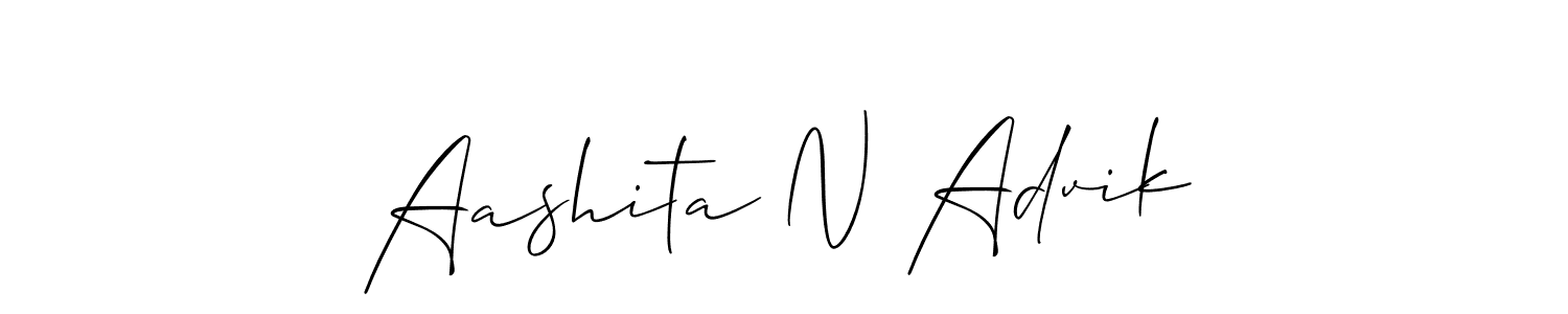 How to make Aashita N Advik name signature. Use Allison_Script style for creating short signs online. This is the latest handwritten sign. Aashita N Advik signature style 2 images and pictures png