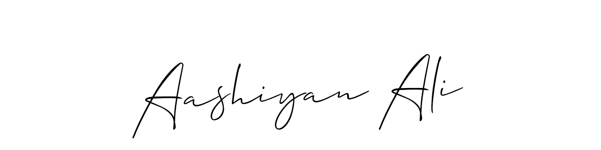 How to make Aashiyan Ali name signature. Use Allison_Script style for creating short signs online. This is the latest handwritten sign. Aashiyan Ali signature style 2 images and pictures png