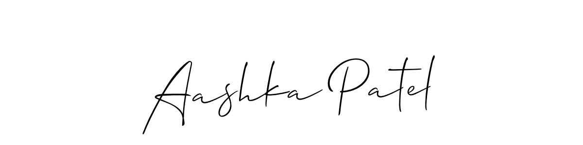 You should practise on your own different ways (Allison_Script) to write your name (Aashka Patel) in signature. don't let someone else do it for you. Aashka Patel signature style 2 images and pictures png