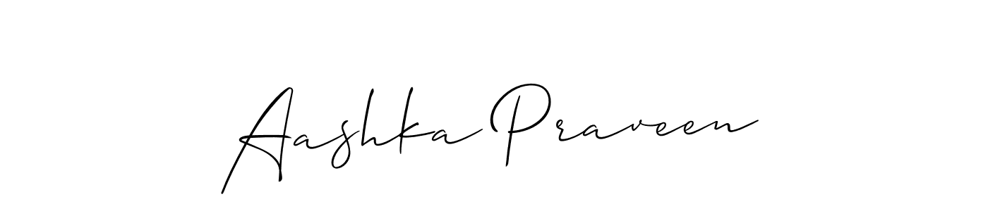 Use a signature maker to create a handwritten signature online. With this signature software, you can design (Allison_Script) your own signature for name Aashka Praveen. Aashka Praveen signature style 2 images and pictures png