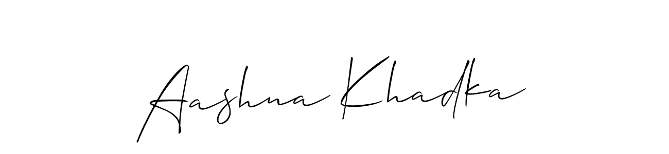 How to make Aashna Khadka name signature. Use Allison_Script style for creating short signs online. This is the latest handwritten sign. Aashna Khadka signature style 2 images and pictures png
