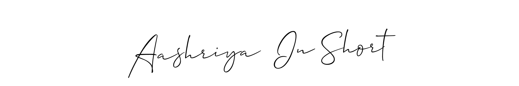 Also You can easily find your signature by using the search form. We will create Aashriya  In Short name handwritten signature images for you free of cost using Allison_Script sign style. Aashriya  In Short signature style 2 images and pictures png