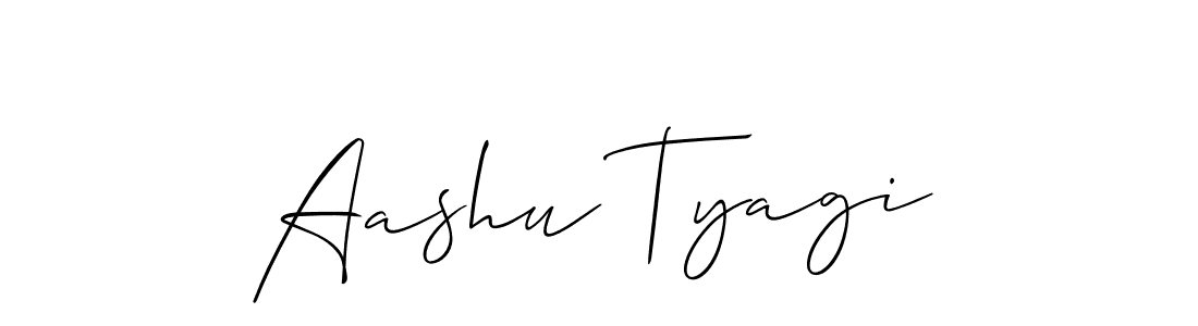 Allison_Script is a professional signature style that is perfect for those who want to add a touch of class to their signature. It is also a great choice for those who want to make their signature more unique. Get Aashu Tyagi name to fancy signature for free. Aashu Tyagi signature style 2 images and pictures png