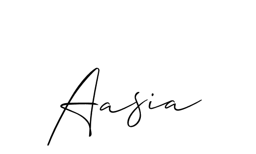 Use a signature maker to create a handwritten signature online. With this signature software, you can design (Allison_Script) your own signature for name Aasia. Aasia signature style 2 images and pictures png
