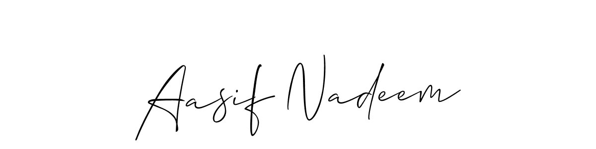 The best way (Allison_Script) to make a short signature is to pick only two or three words in your name. The name Aasif Nadeem include a total of six letters. For converting this name. Aasif Nadeem signature style 2 images and pictures png