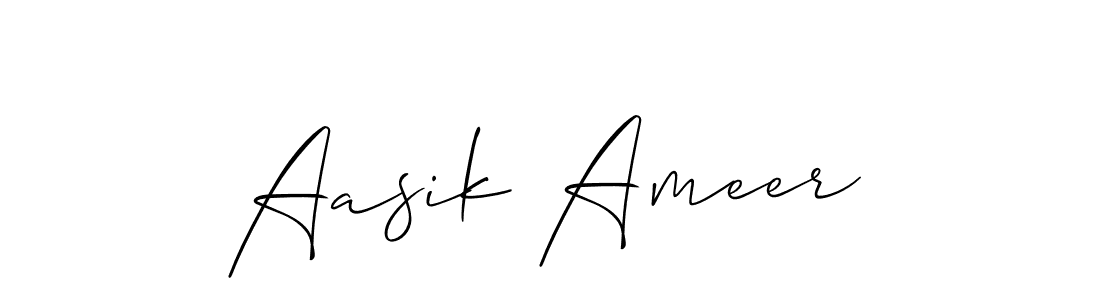 The best way (Allison_Script) to make a short signature is to pick only two or three words in your name. The name Aasik Ameer include a total of six letters. For converting this name. Aasik Ameer signature style 2 images and pictures png