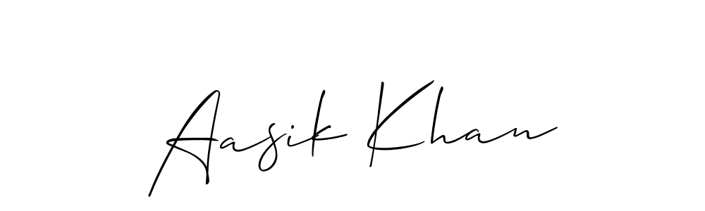How to make Aasik Khan signature? Allison_Script is a professional autograph style. Create handwritten signature for Aasik Khan name. Aasik Khan signature style 2 images and pictures png